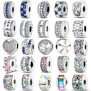 925 Sterling Silber Closeure CZ Pave Charms Clip, Daisy Perlen Stopper, Sicherheitskette, passt Original -Pandora -Armband, Schmuck, Schmuck 12 Hauptverkäufe Pandora Silver 925 Schließung - №12