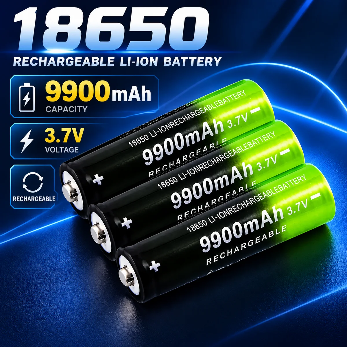 18650 9000mAh 3.7V Rechargeable Li-ion Battery Replacement Parts for Flashlight Torch Lighting Devices and Portable Lighting