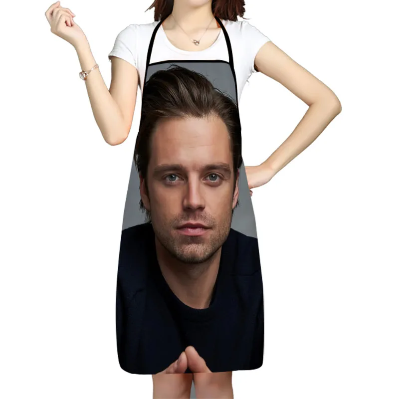 Sebastian Stan Actor Pattern Anti-Fouling Kitchen Aprons For Men Women Household Cleaning Cooking Baking Waist Bib 68x95cm