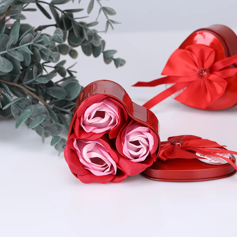 3Pcs Rose Soap Flower Case Mixing Colour Wedding Decoration Women For Whom You Loved Pretty Red Rose Unique Gift For Girls Mom