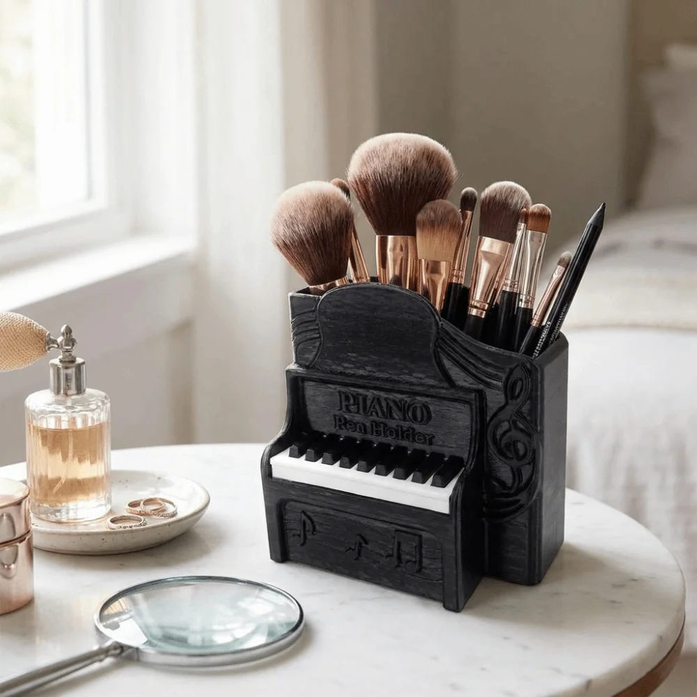 3D Printed Piano Pen Holder Creative Unique Piano Shaped Storage Box Plastic Desk Organizer Desk Storage