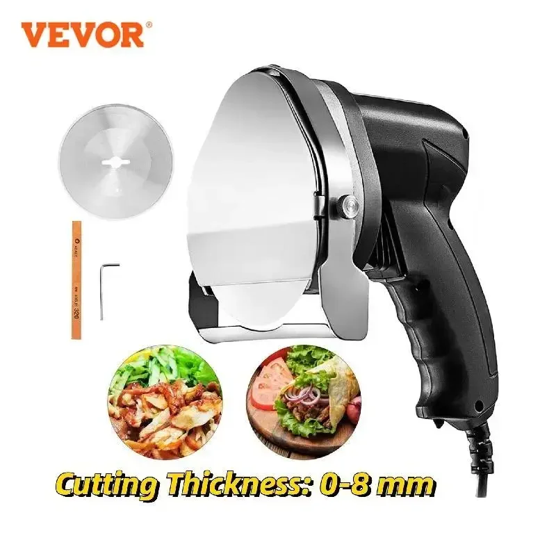 

VEVOR Kebab Slicer 0-8mm Electric Wireless Kebab Doner Knife 2 Blades Shawarma Cutter Commercial Roast Gyro Meat Cutting Machine