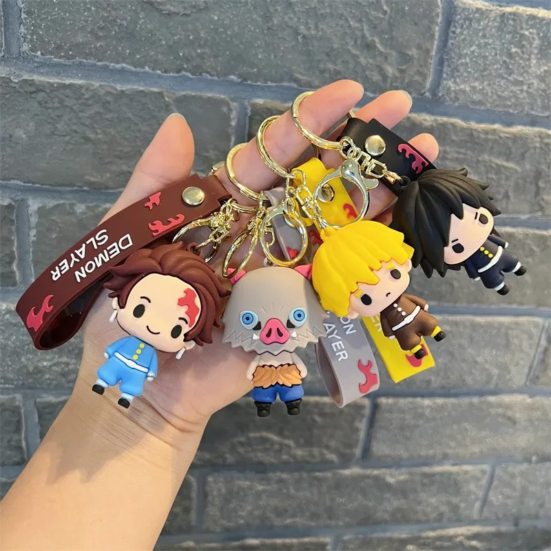 Demon Slayer Keychain Kimetsu No Yaiba Figure Kamado Tanjirou Key Chain Car Keyring Schoolbag Pendant Jewelry Accessories Gifts