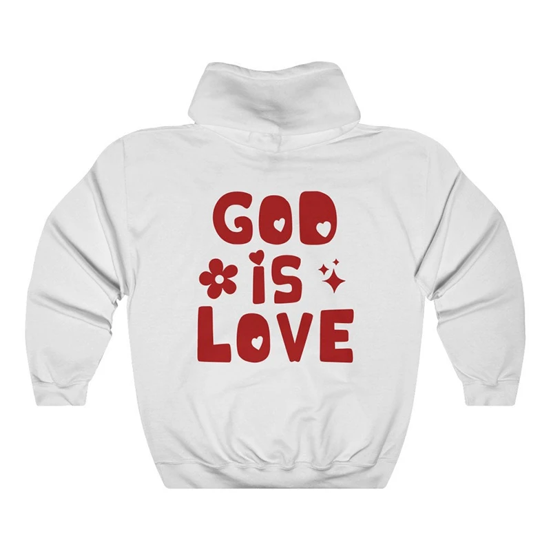 God Is Love Back Print Women Loose Hoodies Religious Sweatshirt Fall Winter Fashion Clothes Christian Fashion Tops Dropshipping