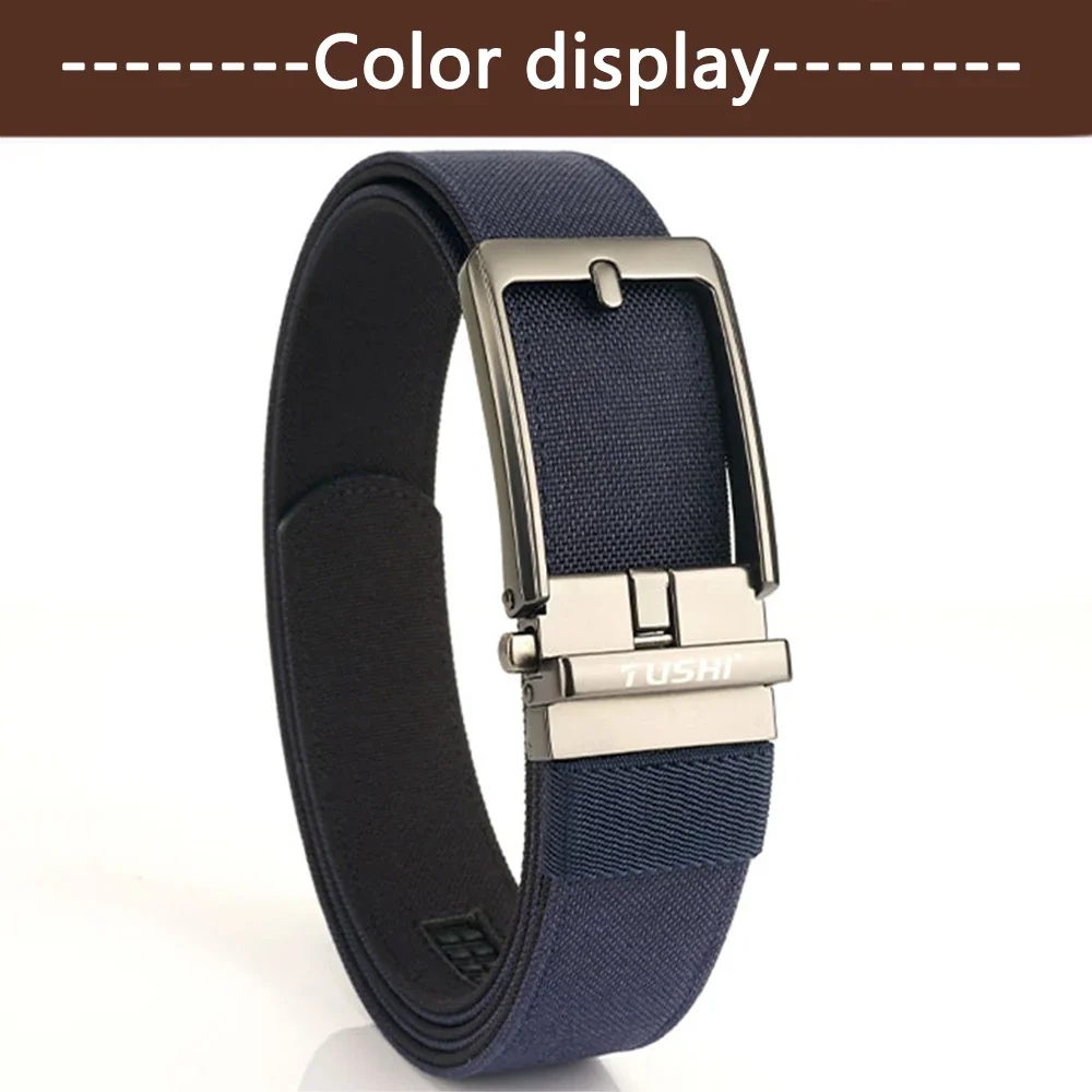 TUSHI Brand New 3.5 Wide Alloy Automatic Buckle Thickened Double-Layer Nylon Soft Mens Belt Versatile Casual Outdoor Pants Belt