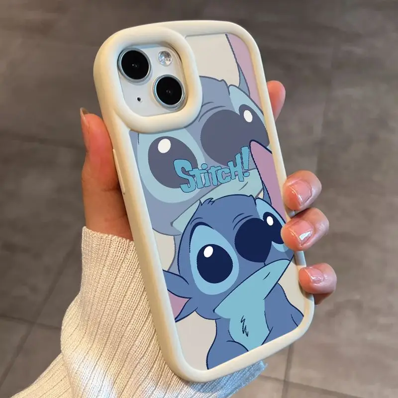 Cute Disney Pink Stitch Couple Phone Case For iPhone 11 12 13 14 15 Pro Max X XR XS MAX 8 7 Plus Silicone Shockproof Cases Cover image 2