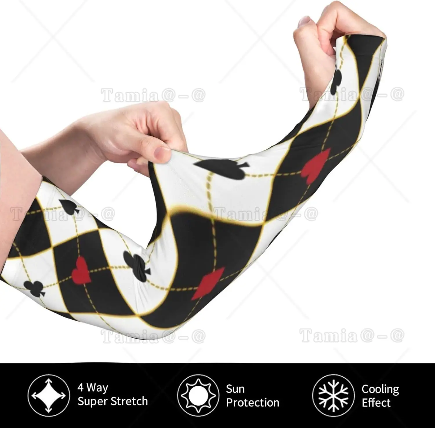 Traje de póker Mangas de brazo geométricas Protección UV Sol Unisex Deporte Mangas de seda de hielo