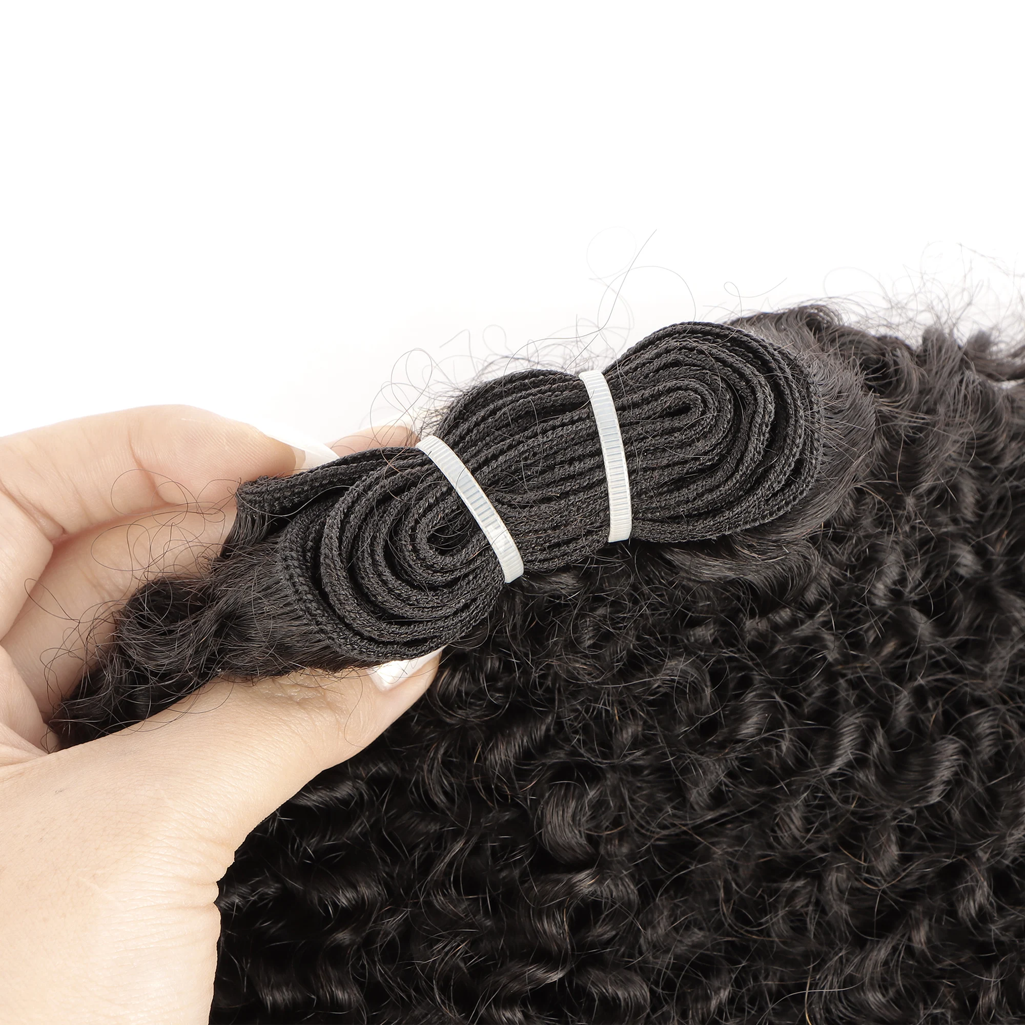 Orientfashion 4C Weft Virgin Remy Human Hair Bundles 4C Smallest Tight Curly Weave Weft Mongolian Curly Hair Weaving for woman