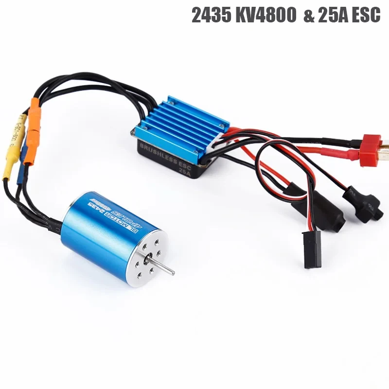 RC Car Model Parts 2435 4800KV 4P Sensorless Brushless Motor with 25A Brushless ESC for 1/16 1/18 RC Car Off Road Truck RC Model
