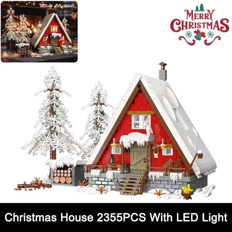 2355 قطعة عيد الميلاد عرض الشارع منزل سانتا المقصورة نموذج اللبنات الطوب الثلوج الشتاء الغابات وحدات العمارة اللعب الهدايا #1