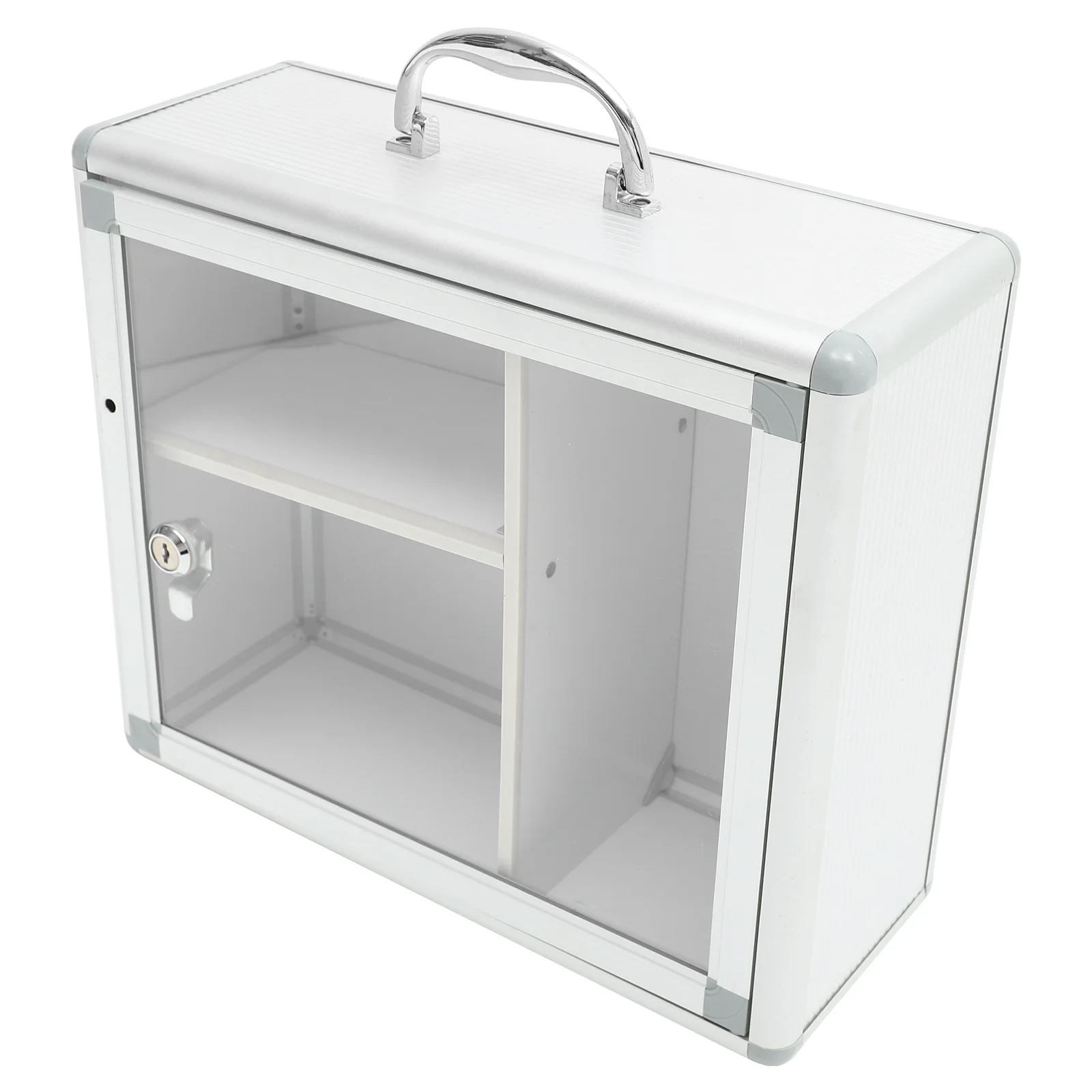 حافظة تخزين للإسعافات الأولية للطب مثبتة على الحائط من سبائك الألومنيوم للمكتب المنزلي مرئية للأدوية المنزلية