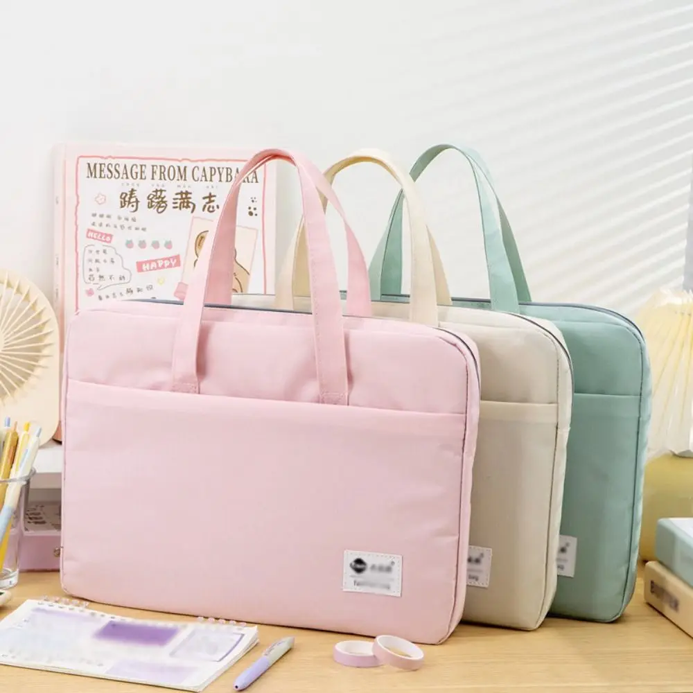 Large Capacity Document Storage Bag Oxford Cloth Double Layer A4 File Organizer Lightweight Waterproof Book Storage Bag