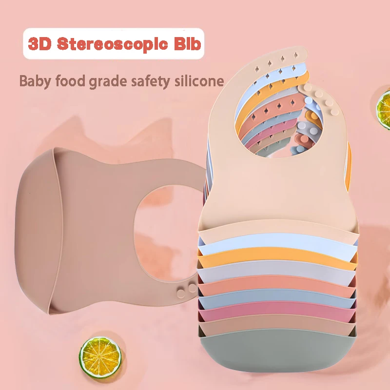 Children's silicone rice bibs baby eating bibs rice bibs bibs baby drool bibs auxiliary food coveralls super soft waterproof