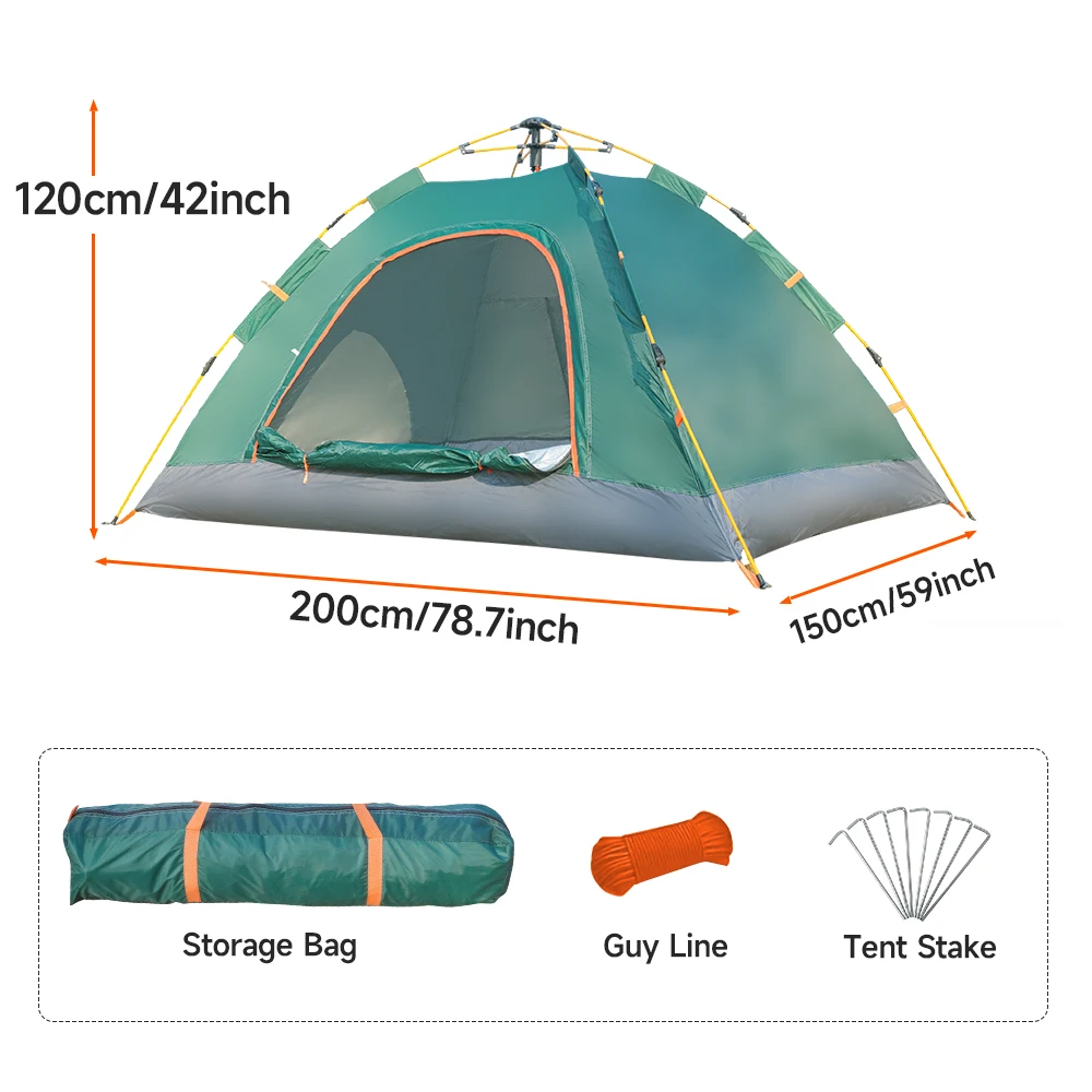 

Палатка для кемпинга на 2-3 человек, раскладная | Мгновенная и простая установка, водонепроницаемость и ветрозащита, со съемным тентом от дождя и защитой от УФ-излучения | Легкий