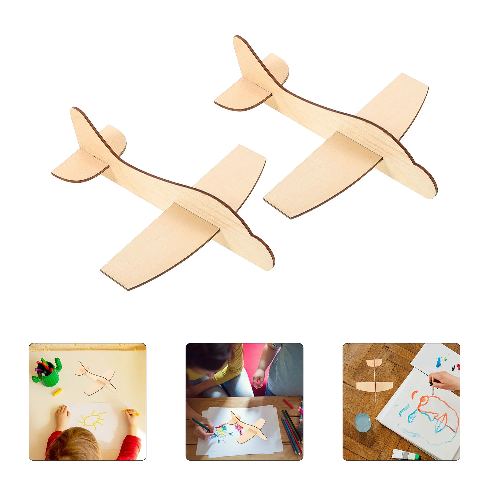 24 Pcs Wooden Airplane Toy Unfinished Graffiti Material Decoration DIY Ornament Model For