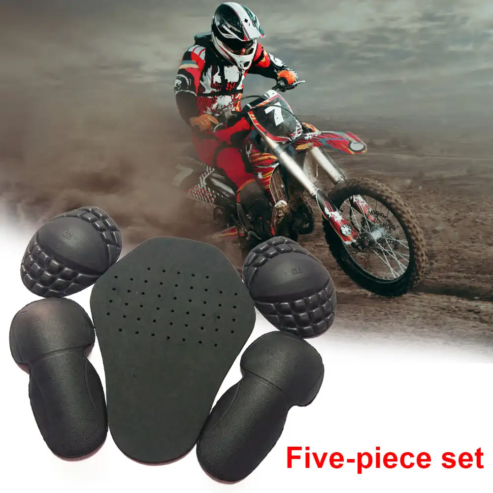 5X Motorcycle Jacket Lining Protectors Pad Shoulders Elbow Back Armor Black for Motocross Racing Skiing Ice Skating Bike Cycling