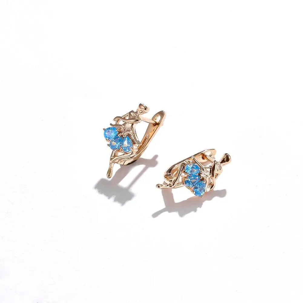 

Umcho Stylish Drop Blue Zircon Earrings with Personalized Design Ballet Girl Earclasp