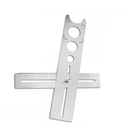 Multi-Functional Stainless Steel Ceramic Tile Hole Locator Ruler Adjustable Punching Hand Tool for House Decorated Work