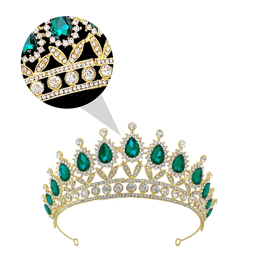 1Pcs Bridal Crown Crystal Headband Premium Tough Material Rhinestone Decorated Alloy Crown Romantic Jewel Scroll Water Drop
