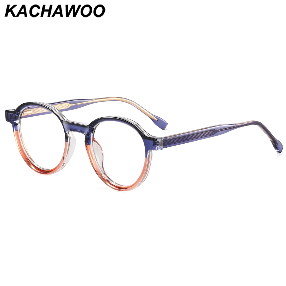 

Kachawoo blue light blocking glasses round male acetate tr90 glasses frame female retro European style unisex black blue brown