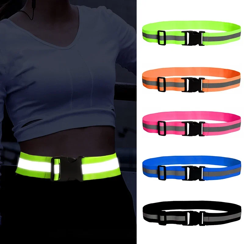 Elastic Reflective Belts for Running Cycling Sport High Visible Night Safety Gear Kid Men Women Waist Adjustable Reflective Belt