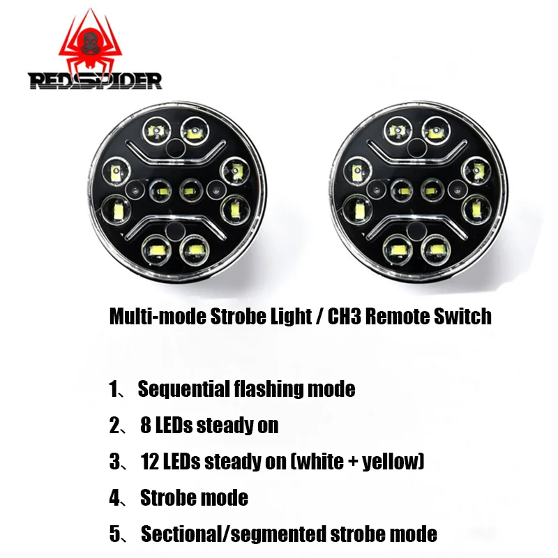 1:14th Scale LED 5V Car Roof Two-color Spotlight multi-mode Lamp for Tamiya RC Dump Truck SCANIA 770S 56368 VOLVO FH16 ACTROS