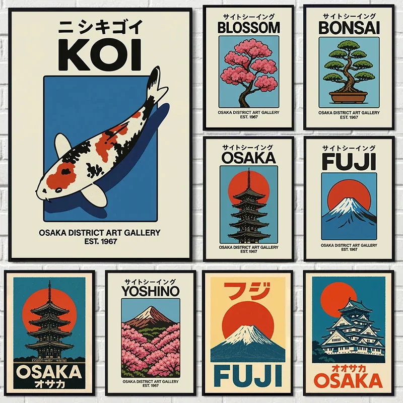 

Vintage Japan Traveling Art Osaka Tokyo Fuji Blossom Yoshino Japanese Zen Poster Canvas Painting Wall Pictures Home Room Decor