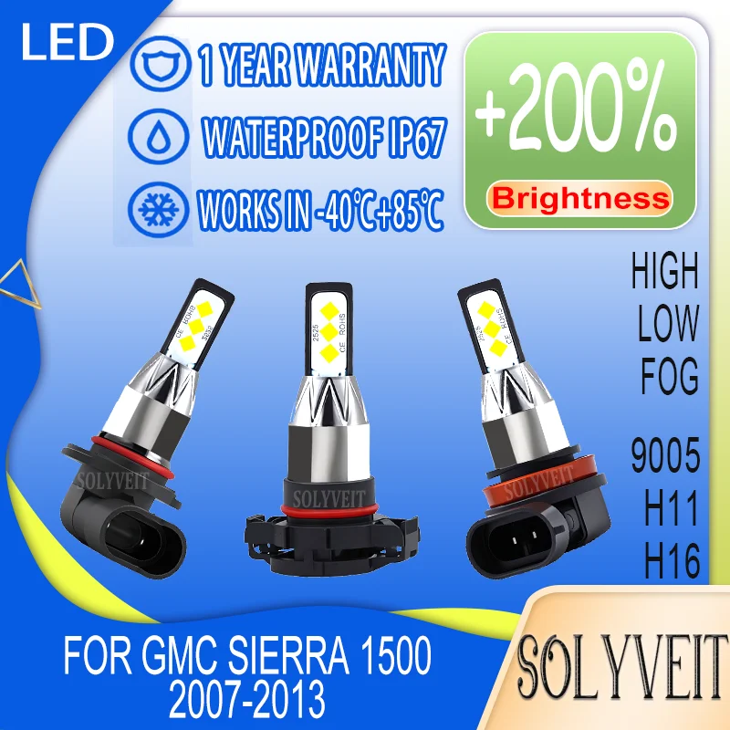 

Reliable Night Journeys 9005 H11 H16 LED Headlight high/low foglight For GMC Sierra 1500 2007 2008 2009 2010 2011 2012 2013