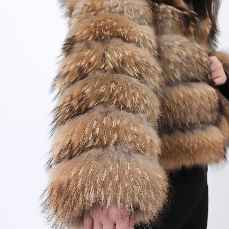 MAOMAOKONG NEW Real fur coat jackets Women's winter coats natural raccoon hooded Female clothing