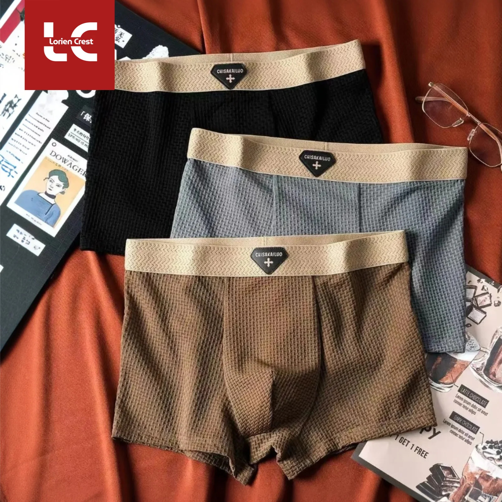 

3pcs Men's Underwear Ice Silk Boxers Cool Breathable Sexy Slim Panties and Comfortable Boxers Large Size