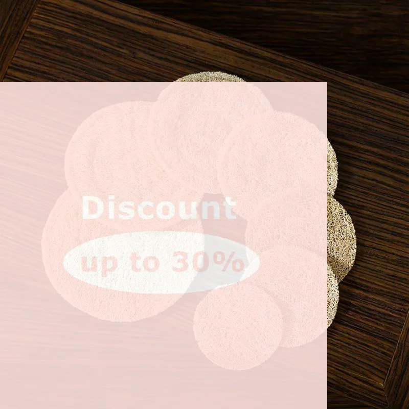 [Eco Natural Loofah Cup Coaster Round Double Sided Heat Resistant Teapot Pad for Home Kitchen Dining Table Housewarming Gift]