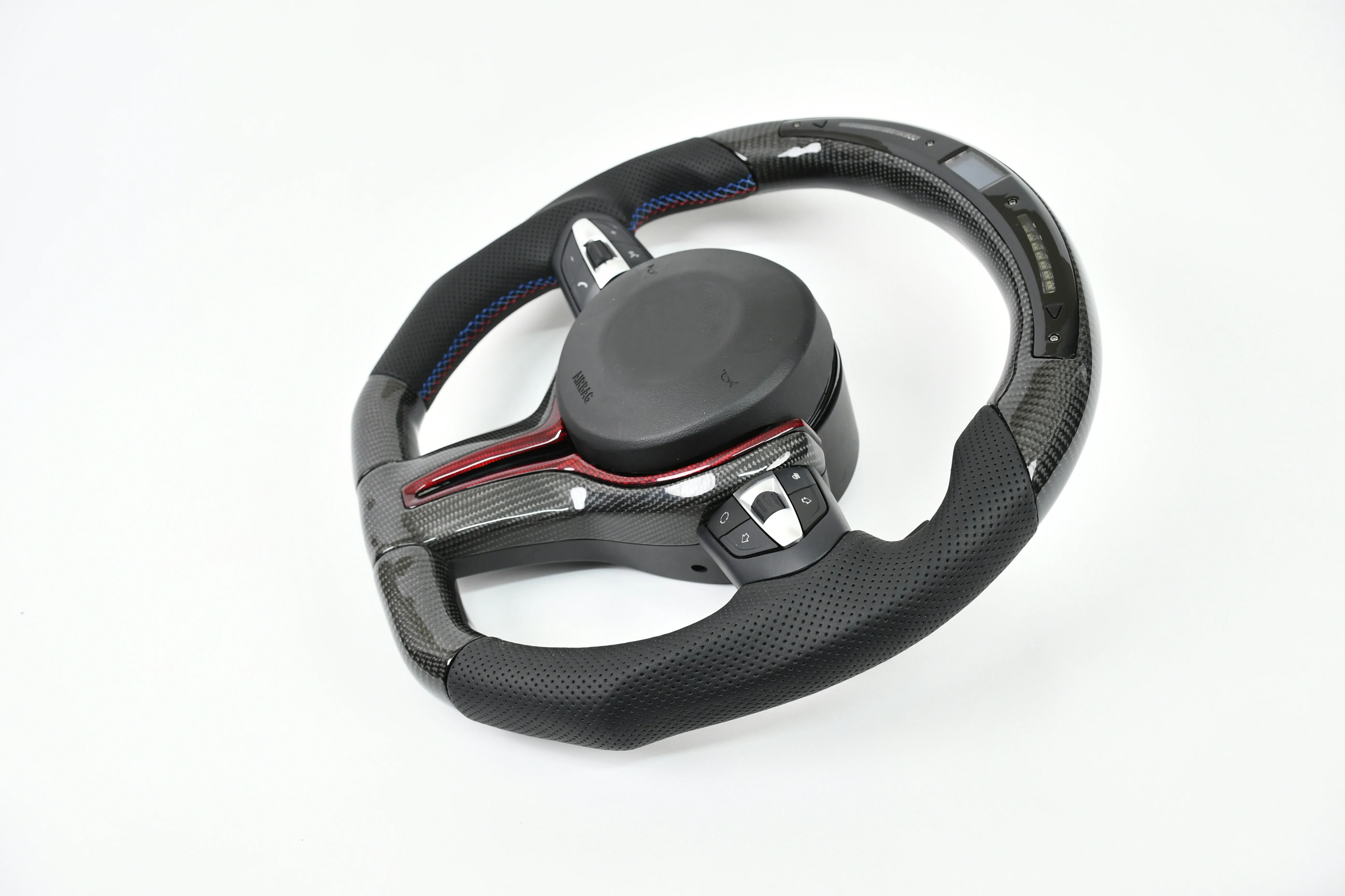 عجلة قيادة كاملة من ألياف الكربون YTcarbon LED RGB لـ F35 F30 F22 F36