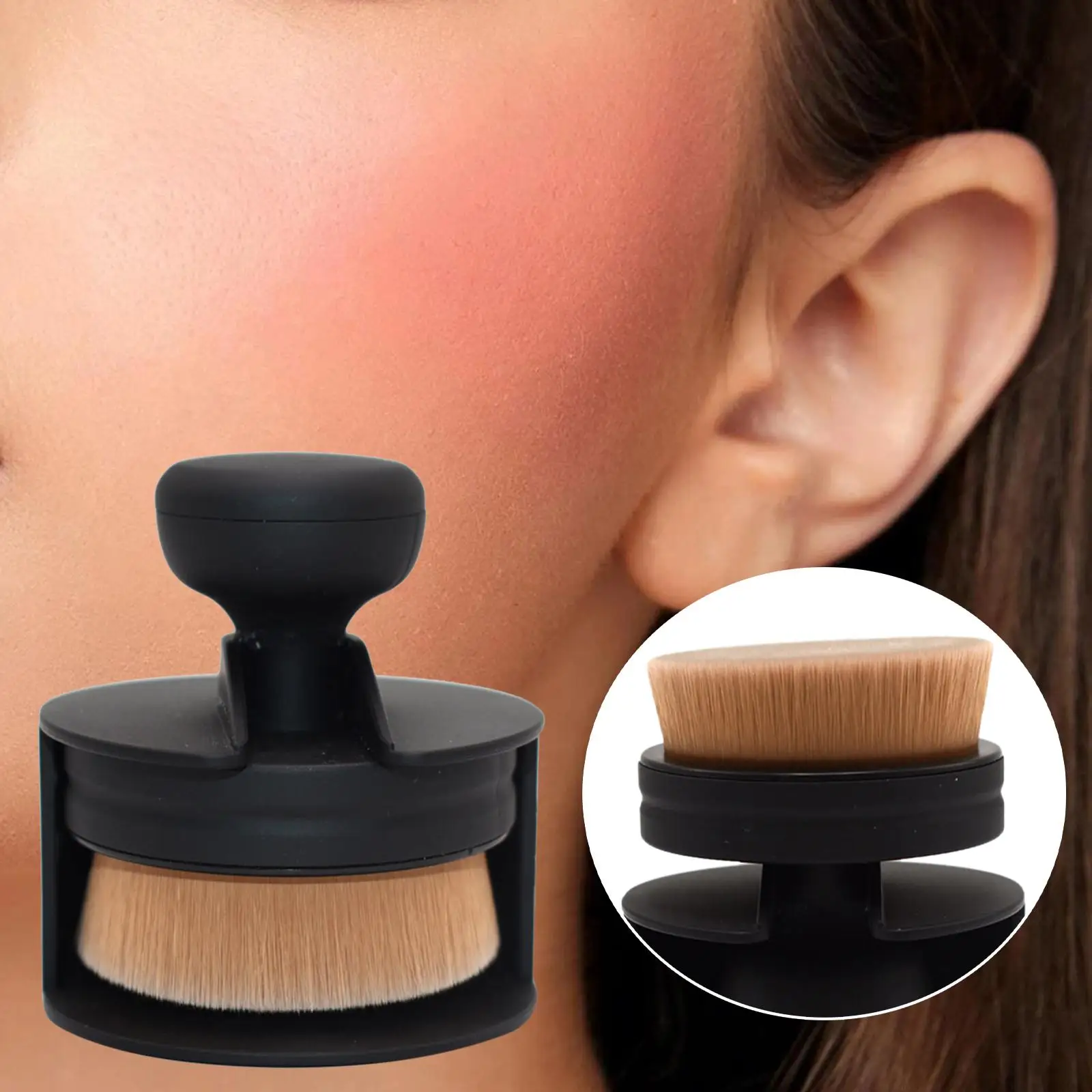 Conjunto de pincéis de maquiagem, base portátil, cabo ergonômico, cerdas de fibra natural, blush facial e pó para uso cosmético