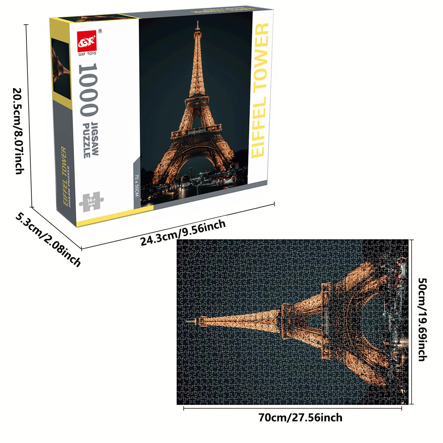 1000 Pieces Eiffel Tower Jigsaw Puzzles for Adults Home Decor Games Family Fun Floor Puzzles Educational Toys for Kids