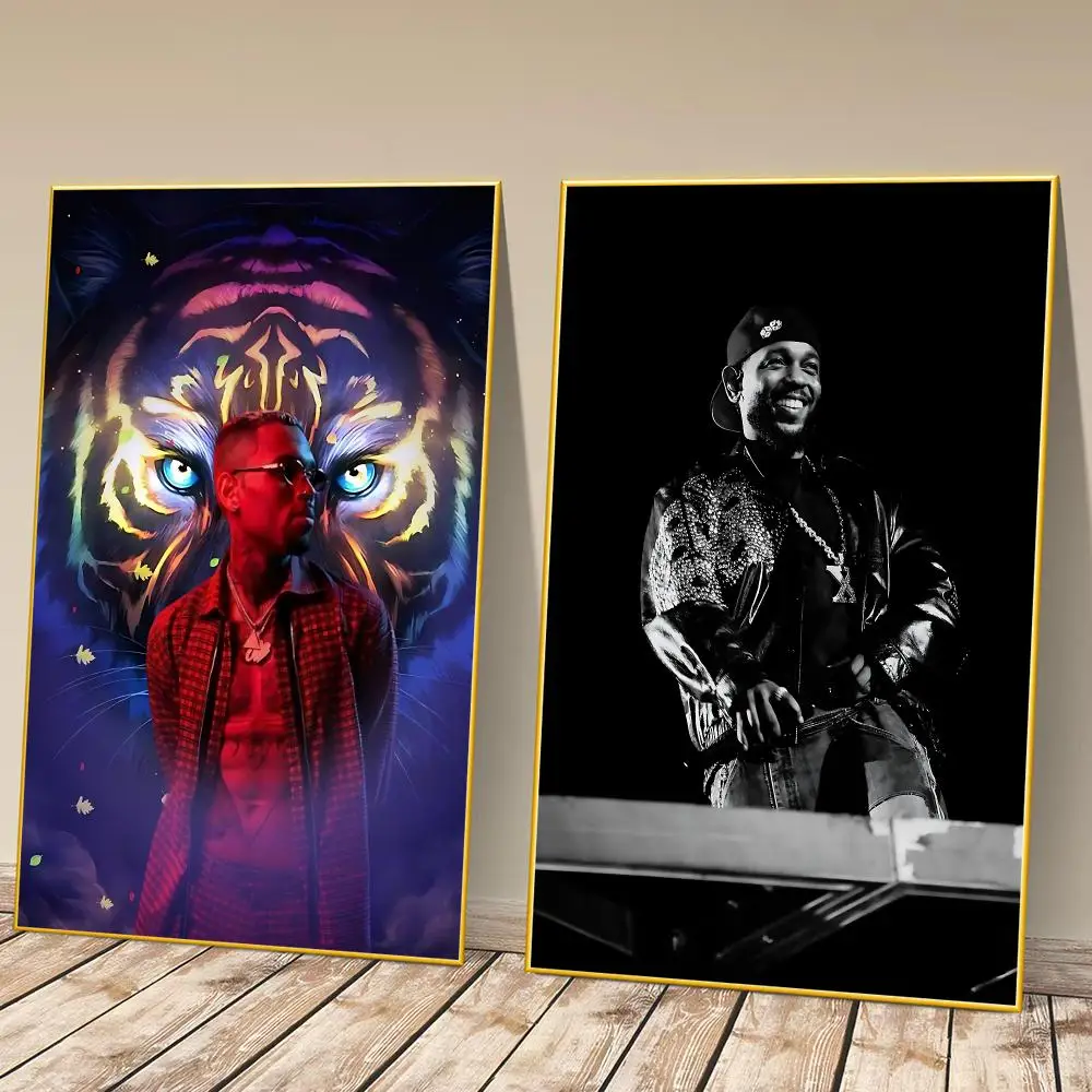 Singer C-Chris Brown Hot Poster HD Self‑Adhesive Art Print Home Wall Ornament for Clubs Cafe and Living Room Decoration