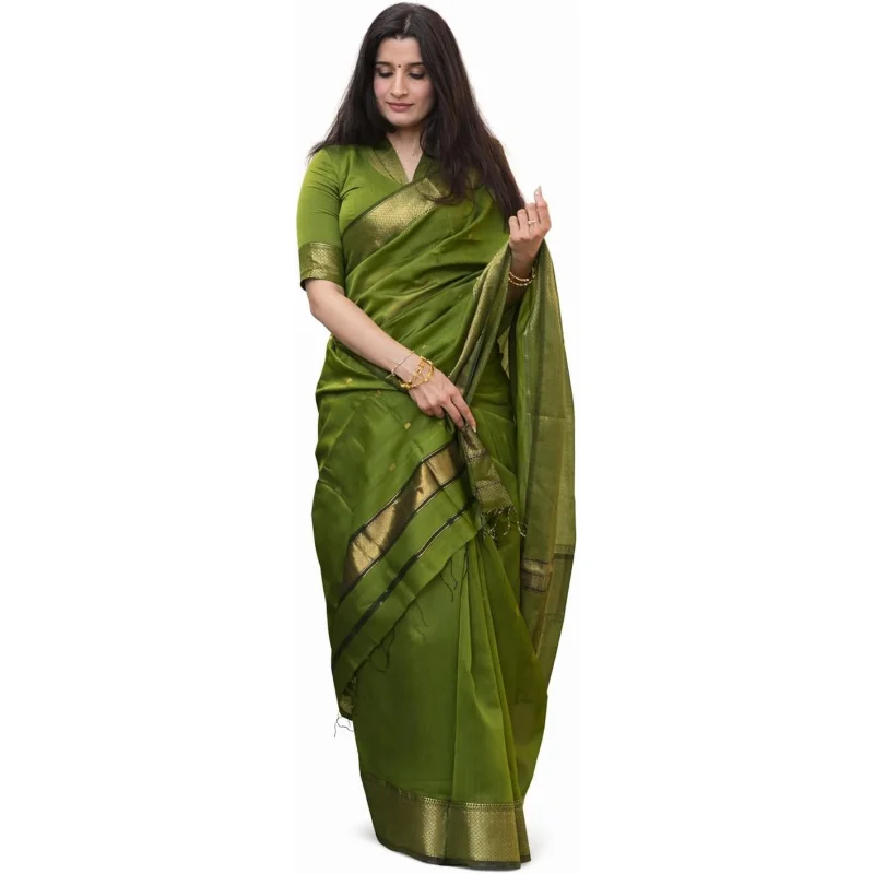 Women's Banarasi Tussar Soft Silk Saree With Unstitched Blouse Piece