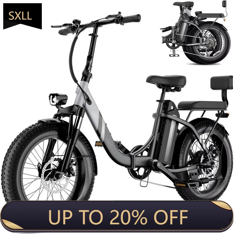 

SXLL Adult Folding Electric Commuter Bike 1000 Watt Removable Battery 24 Inch Fat Tire Shangang