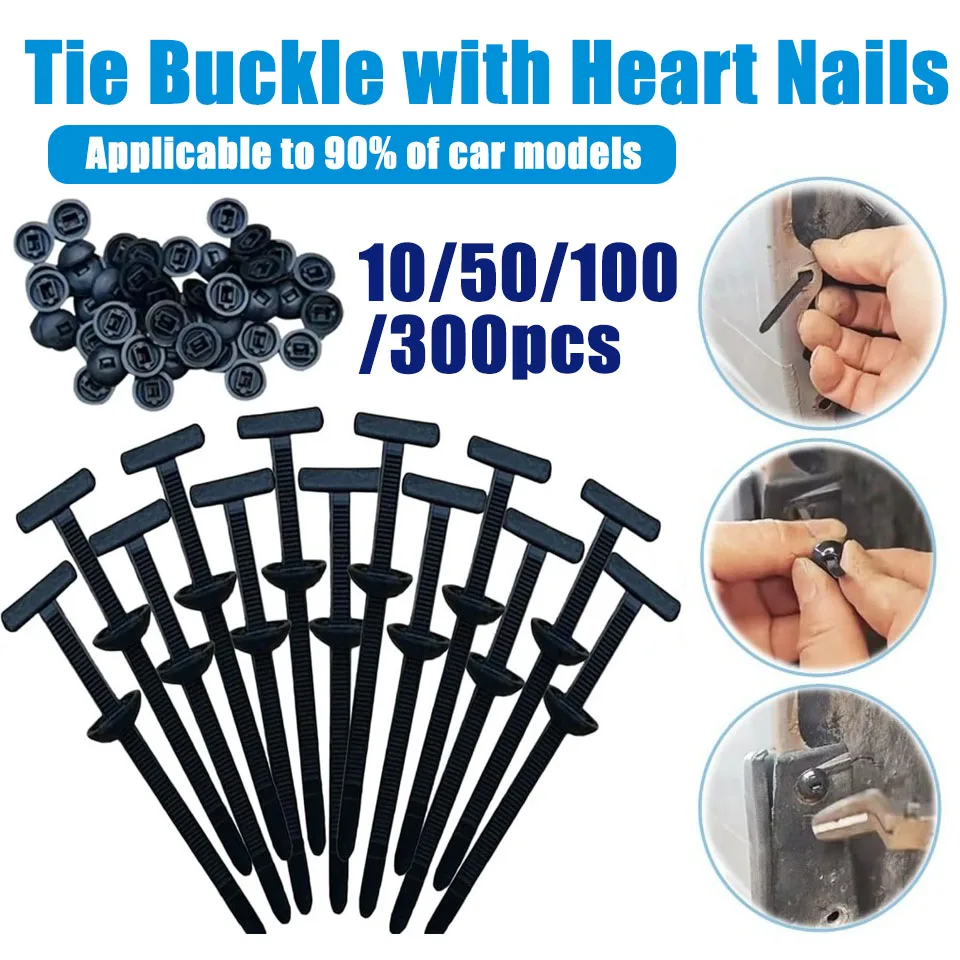 Nylon Zip Ties Heavy Duty UV Resistant Cable Ties for Automotive Multi-Function Carabiner Fasteners Car Body Tie Clip Fasteners