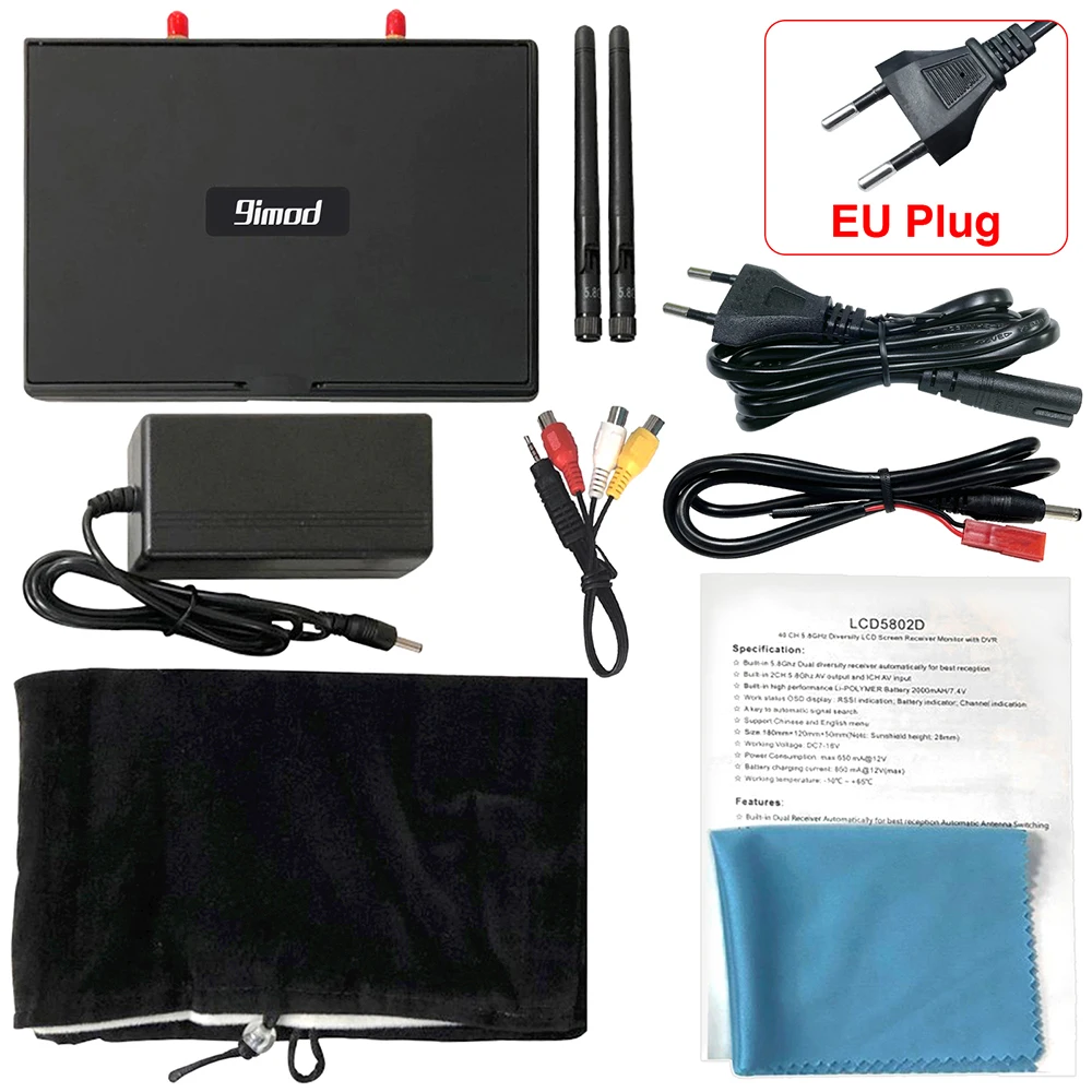 Moniteur FPV 4,3 Pouces Avec DVR – Récepteur 5,8 GHz 40 Canaux – Batterie Longue Durée Pour Drone