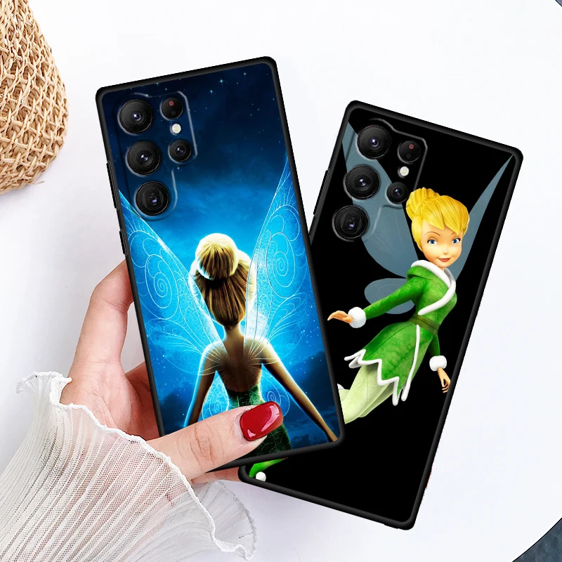 Disney Tinkerbell Princess For Samsung Galaxy S24 S23 S22 S21 S20 FE S10 S10E Plus Ultra Pro Lite 5G Black Cover Phone Case