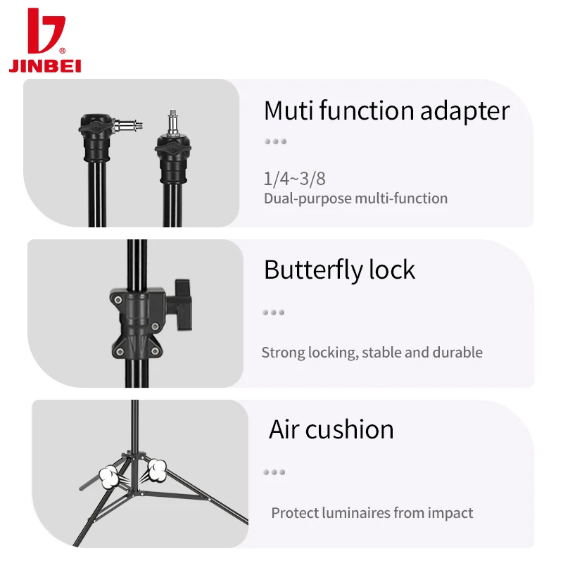 JINBEI MZ-2400FP  Air Cushion Aluminum Photography Light Stand Professional Tripod Studio Light Stand view 2