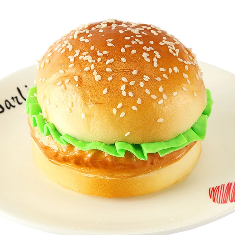 Toy Simulated Hamburger Lifelike Realistic Artificial Bread Decoration Elastic Food Ornament Props Photography