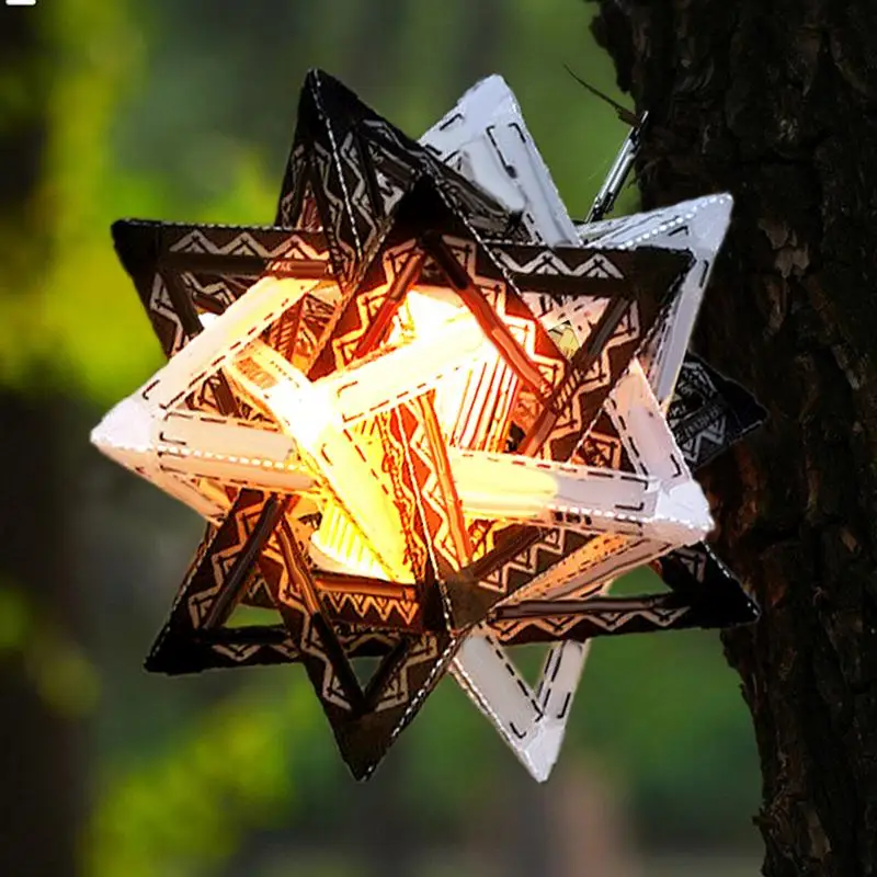 Outdoor Polestar Camp Lamp Shade Waterproof Camping Light Shade Portable Hollow out Lamp Shade Star Ornament Lantern Accessories