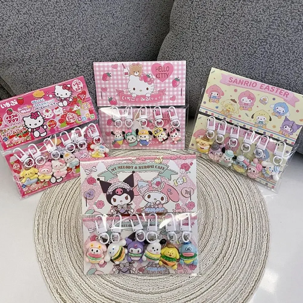 귀여운 만화 레진 키체인 세트 소녀 귀여운 작은 선물 학생 가방 펜던트 작은 보석 키체인 선물 애니메이션 관련 어린이용