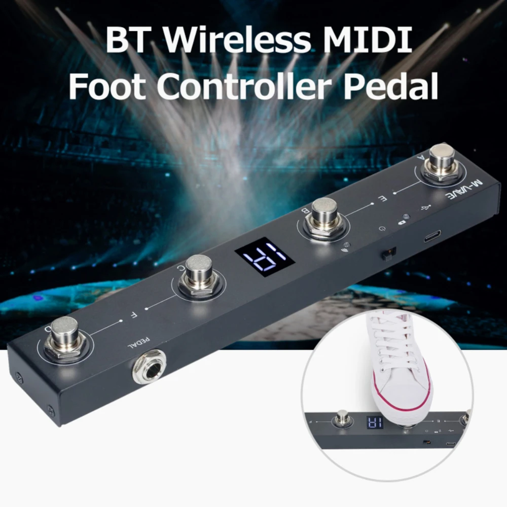 M-VAVE Chocolate BT Wireless MIDI Controller Rechargeable 4 Buttons Portable MIDI Foot Controller Pedal APP Control Guitar Pedal