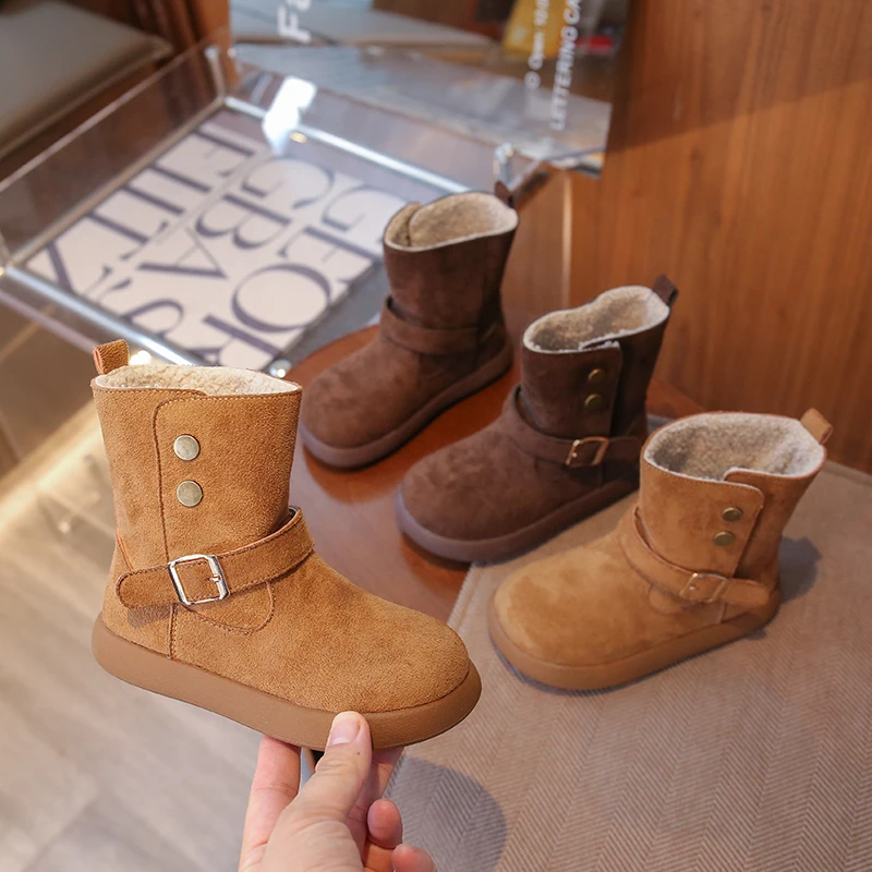 

Children Leather Boots for Girls 2025 Winter New Fashion Korean Style Soft Bottom Anti-slippery Versatile Princess Cotton Shoes