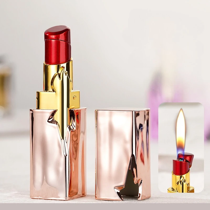 جديد الإبداعية أحمر الشفاه أخف المحمولة مفتوحة لهب ولاعة السجائر الطالبات أخف عالية القيمة المدخن الهدايا 2025