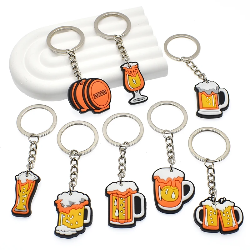 1 Piece Beer Keychain Alcohol Lovers Beer Can Keyring Trinket Cool Backpack Decor Jewelry Car Key Accessories Pendant