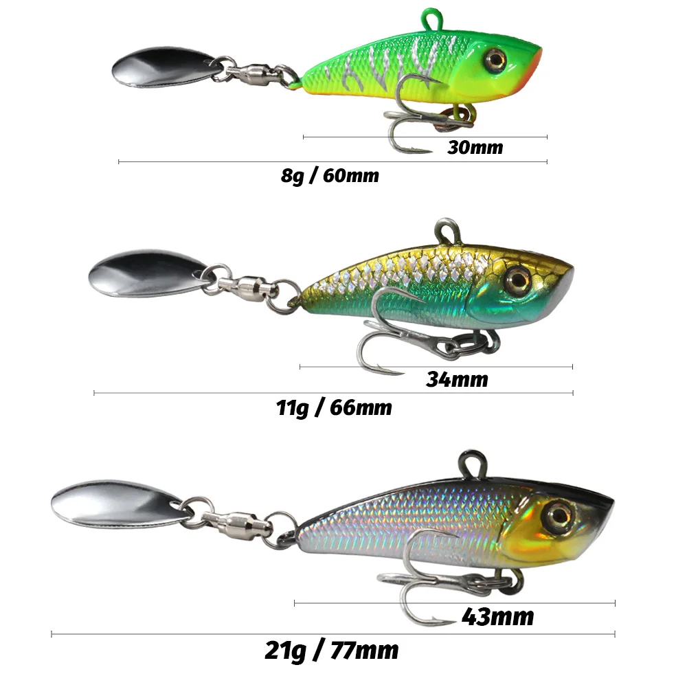 Metal VIB Lure 8g 11g 21g Spinner Bait Hard Bait 3D Eyes Long Casting Jig Lures for Bass Trout Saltwater Fishing Pesca Tackle view 2