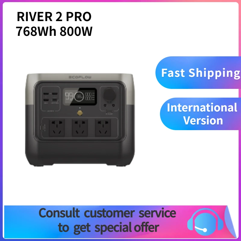 Solar power station ecoflow river 2 pro 768wh 800W Portable Power Station quick charge LiFePO4 battery CN Socket